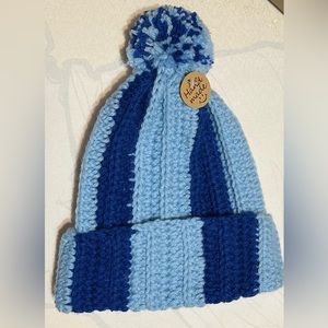 Kids Handmade Winter Hat
Multicolored (light blue with dark blue stripes)